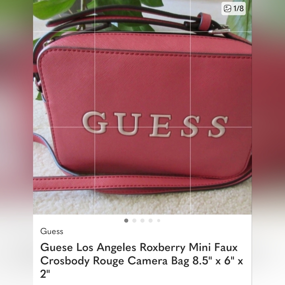 Guess Los Angeles Roxberry Mini Faux Camera Bag  Crosbody 8.5 X 6 X 2